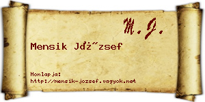 Mensik József névjegykártya